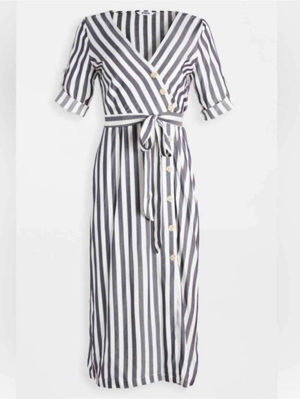 BB Dakota by Steve Madden Black and White Striped Wrap Maxi Dress